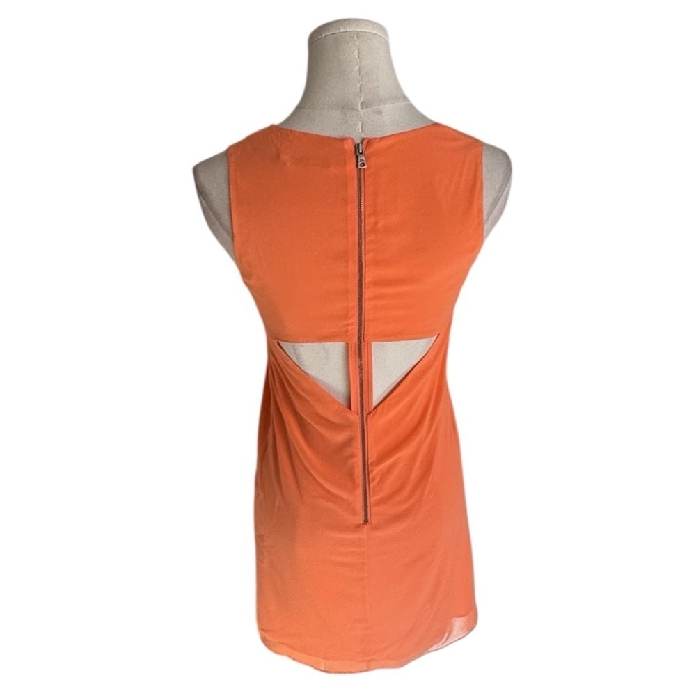 ALICE + OLIVIA Orange Coral Mini Dress Open Back Size XS Sun Sundress Silk Party